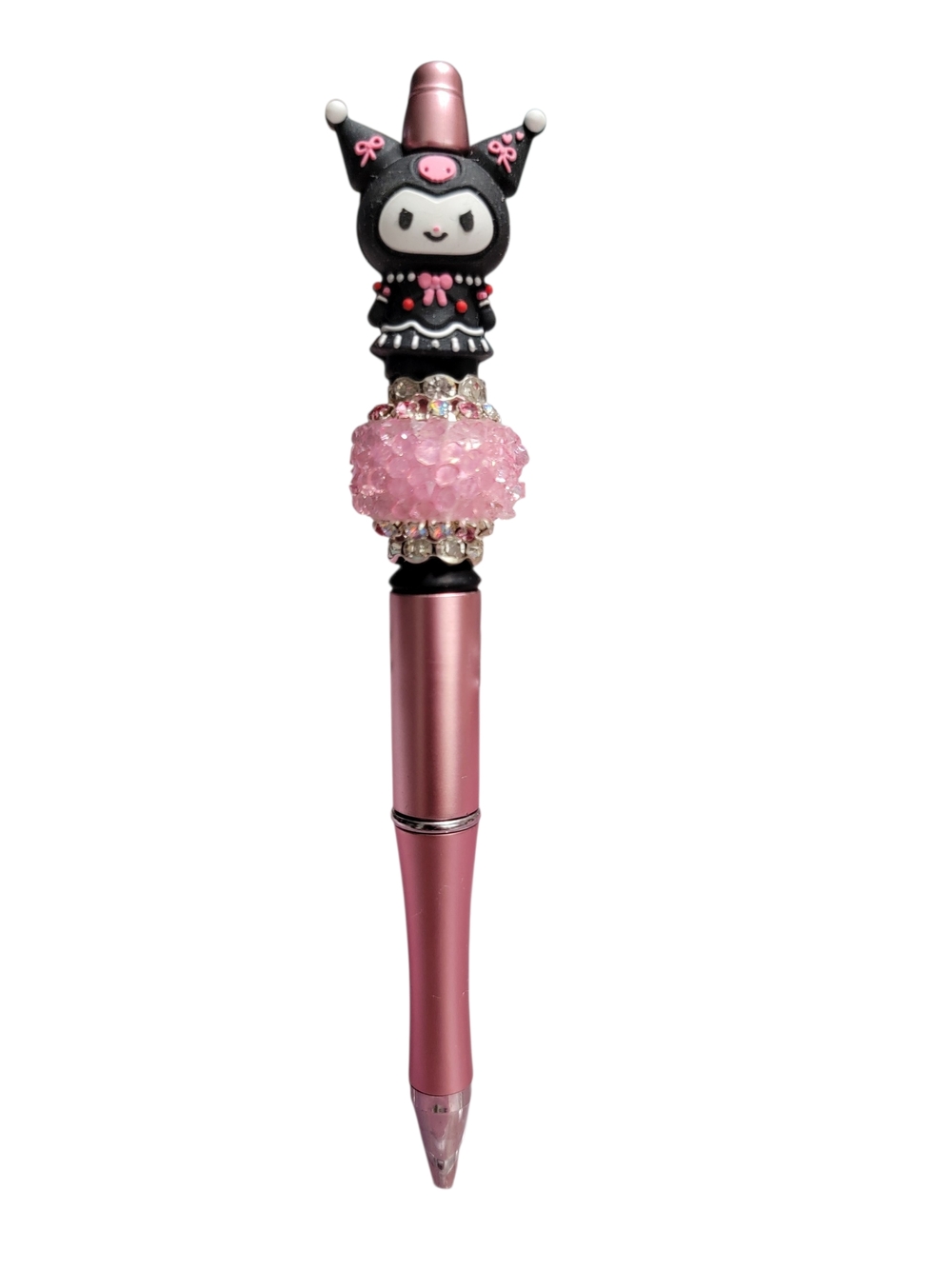 Pink Character Beaded Ballpoint Pen - Cute Decorative Women's Accessory